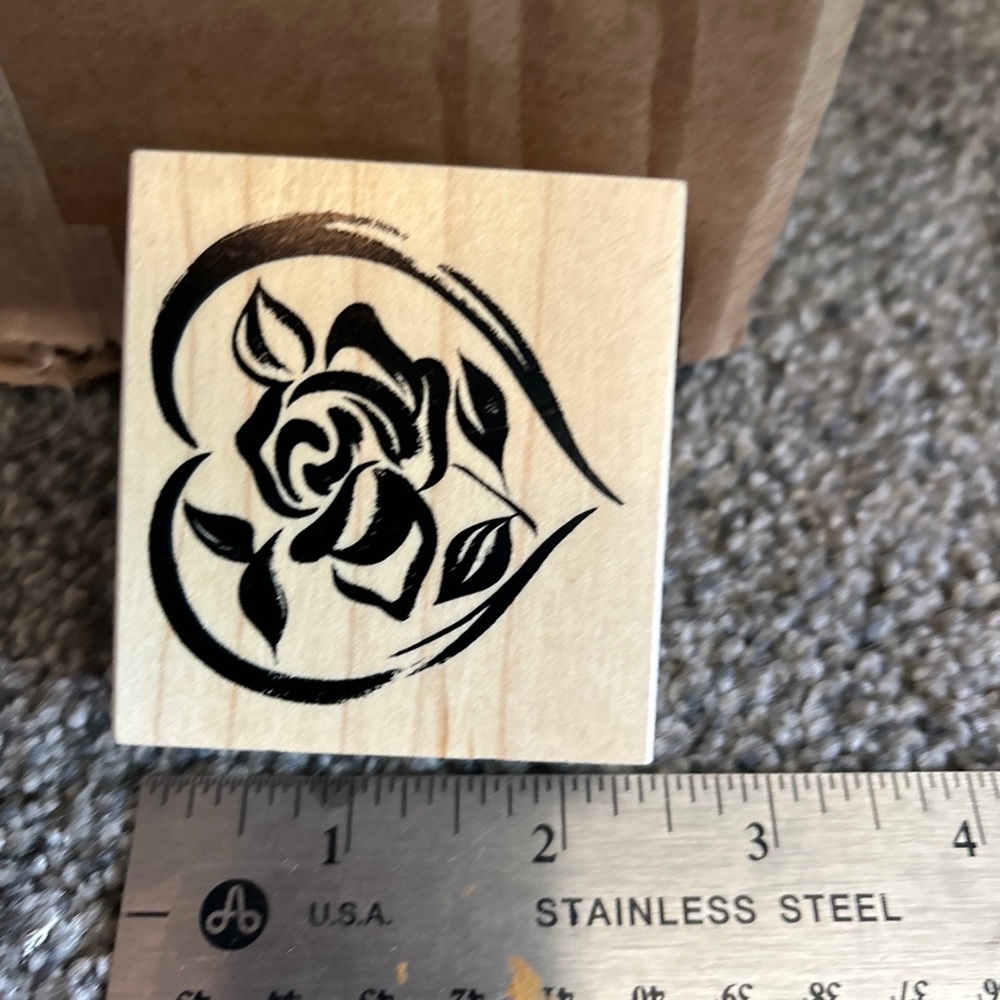 HEART ROSE FLOWER RUBBER STAMP GREAT IMPRESSIONS F223 - Picture 2 of 9